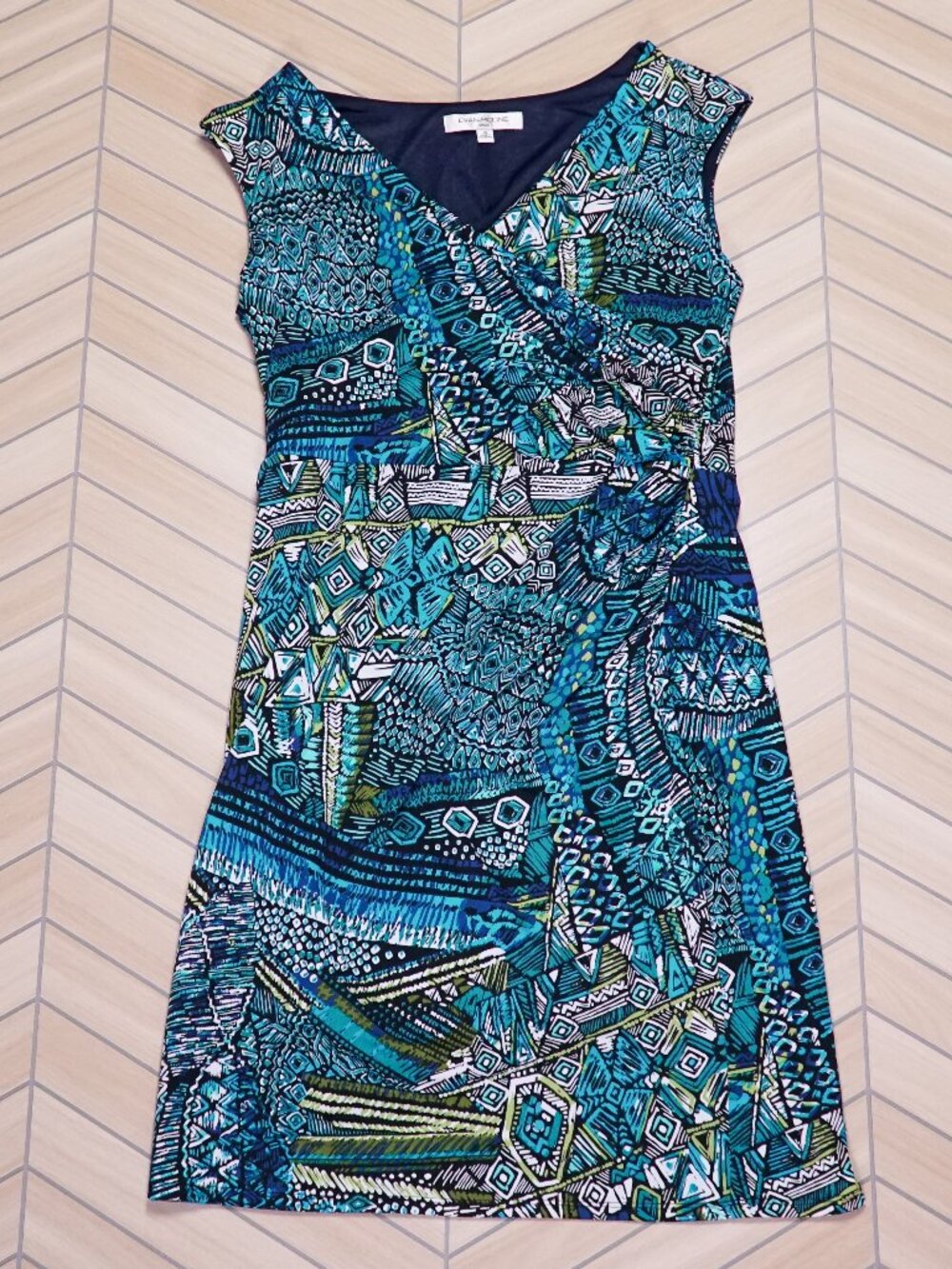 Evan-Picone Wrap Style Sleeveless Dress